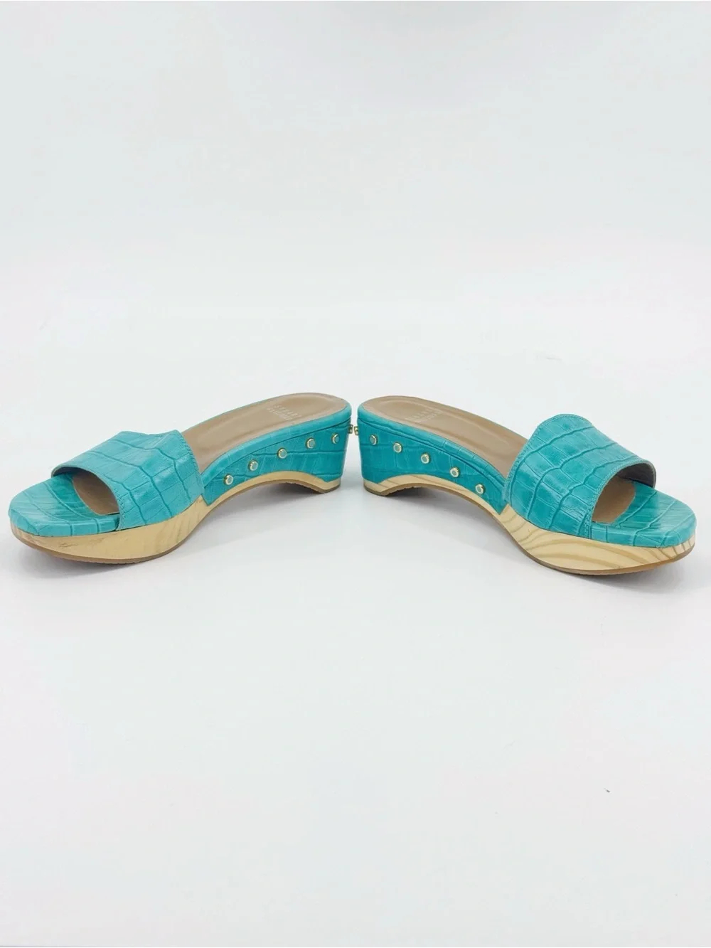 Stuart Weitzman Studded Genuine Leather Platform Mule Sandals